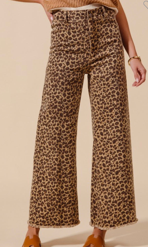 Leopard Wide Leg Jean
